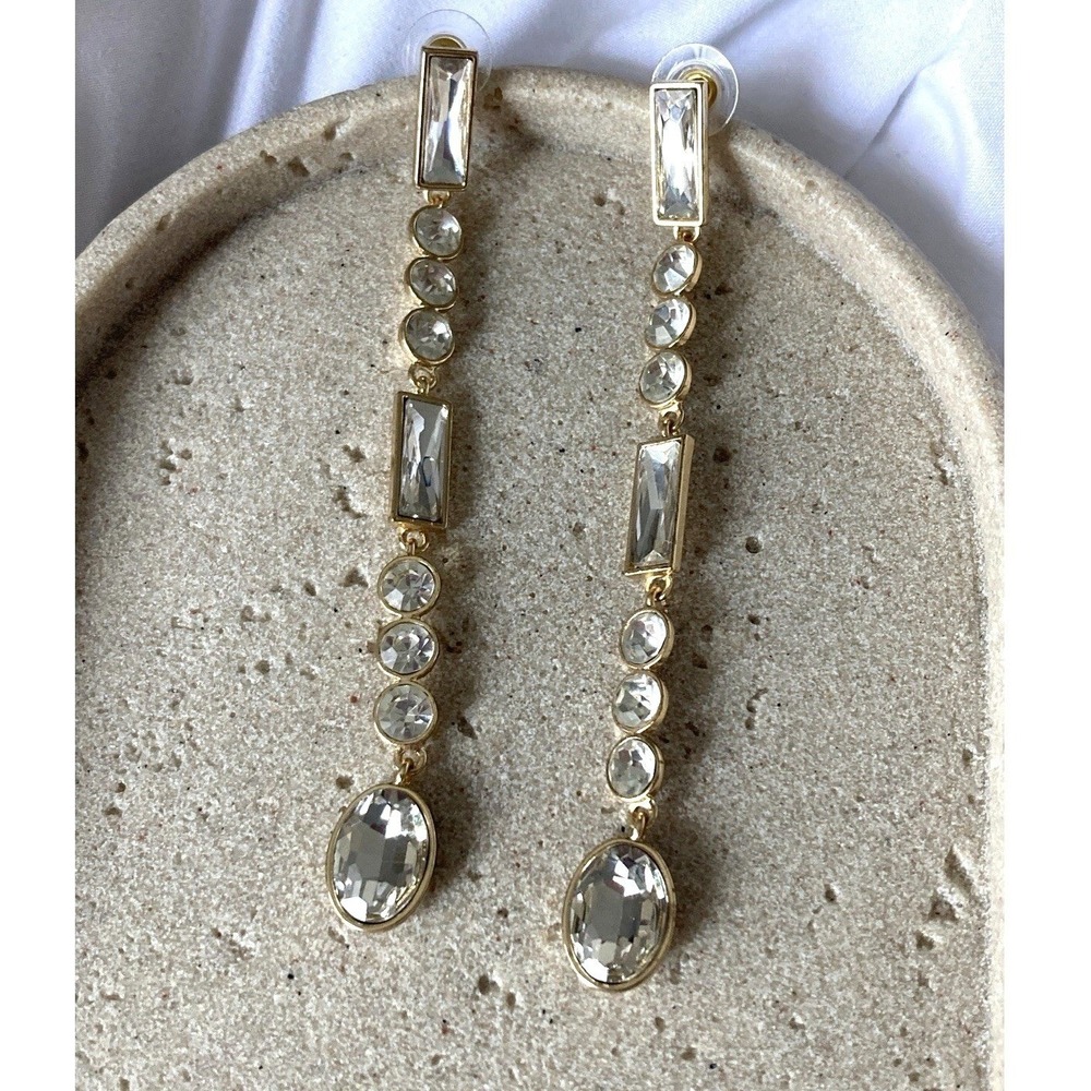 Romantic Long‎ Rhinestone Drop Earrings Multiple Shapes Bling Glam Party Evening